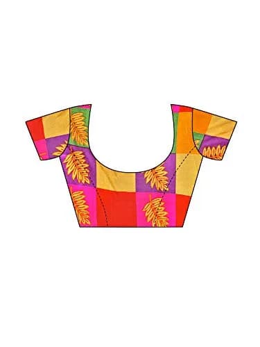Satrani Women's Poly Silk Printed Saree with Blouse Piece, 5.25 mtr (6 yards) | Yellow & Multi Color thumbnail 5