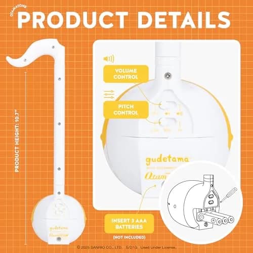 Otamatone Special Edition Sanrio Gudetama - Fun Electronic Musical Toy Synthesizer Instrument 27cm | Creative & Portable thumbnail 4