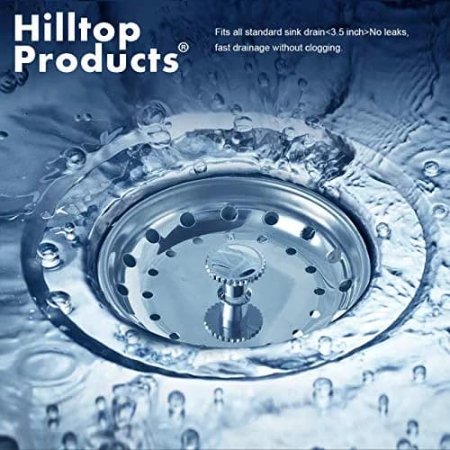 Hilltop Products 2 Pack Kitchen Sink Strainer & Stopper Combo | Stainless Steel, 3-1/2 inch Fit, Durable & Dishwasher Safe thumbnail 6