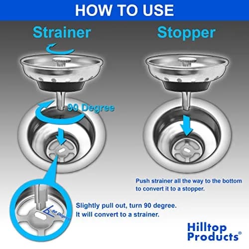 Hilltop Products 2 Pack Kitchen Sink Strainer & Stopper Combo | Stainless Steel, 3-1/2 inch Fit, Durable & Dishwasher Safe thumbnail 4