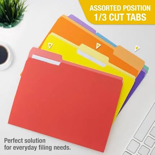 BAZIC PRODUCTS Color File Folders, Letter Size, 1/3-Cut Tabs, Assorted Colors (6-Count), 4-Pack | Organize Documents with Staggered Tabs thumbnail 4