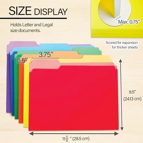BAZIC PRODUCTS Color File Folders, Letter Size, 1/3-Cut Tabs, Assorted Colors (6-Count), 4-Pack | Organize Documents with Staggered Tabs thumbnail 2
