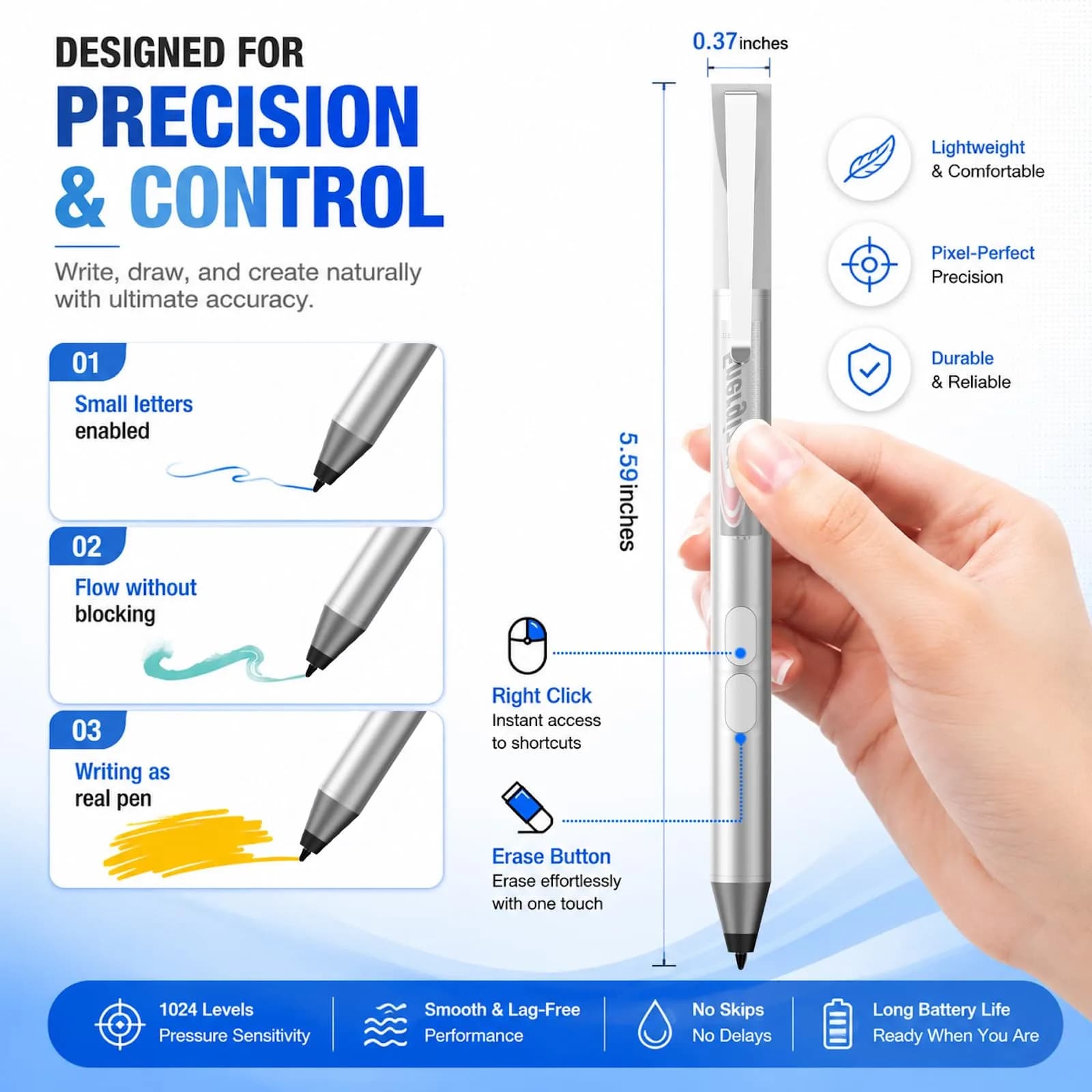 ANYQOO Active Stylus Pen for HP Laptops | 1024 Pressure Levels, 300-Day Battery, MPP 1.51 - view 6