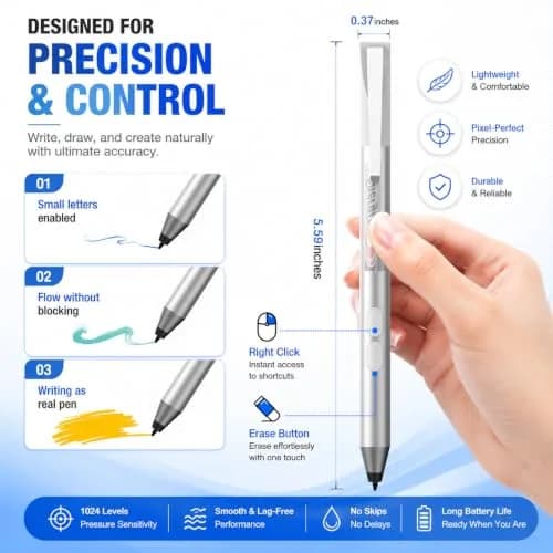 ANYQOO Active Stylus Pen for HP Laptops | 1024 Pressure Levels, 300-Day Battery, MPP 1.51 thumbnail 6