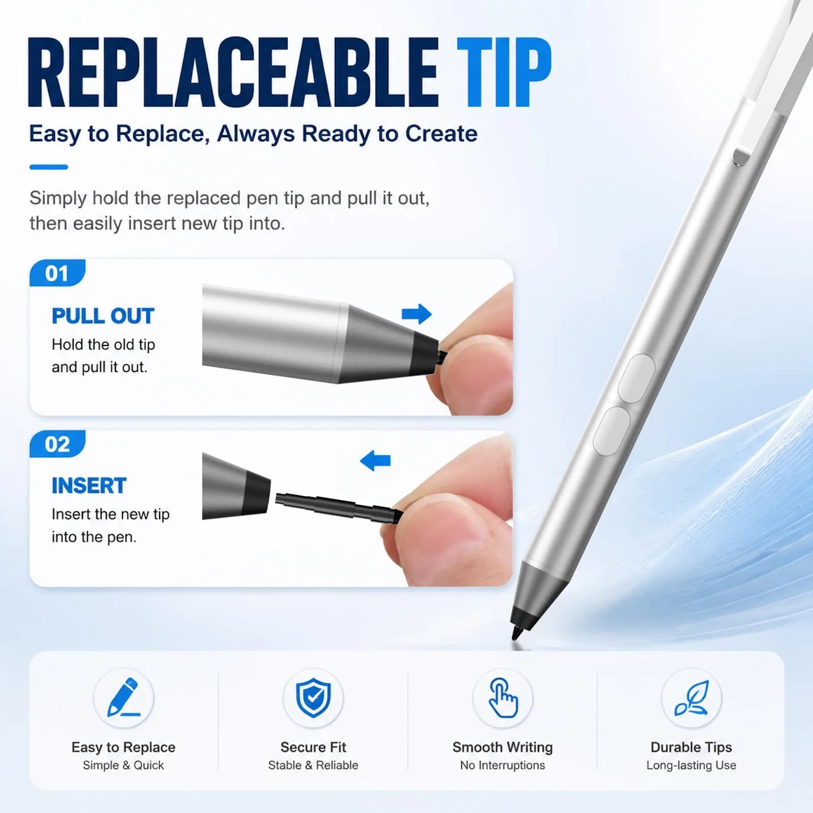 ANYQOO Active Stylus Pen for HP Laptops | 1024 Pressure Levels, 300-Day Battery, MPP 1.51 - view 7