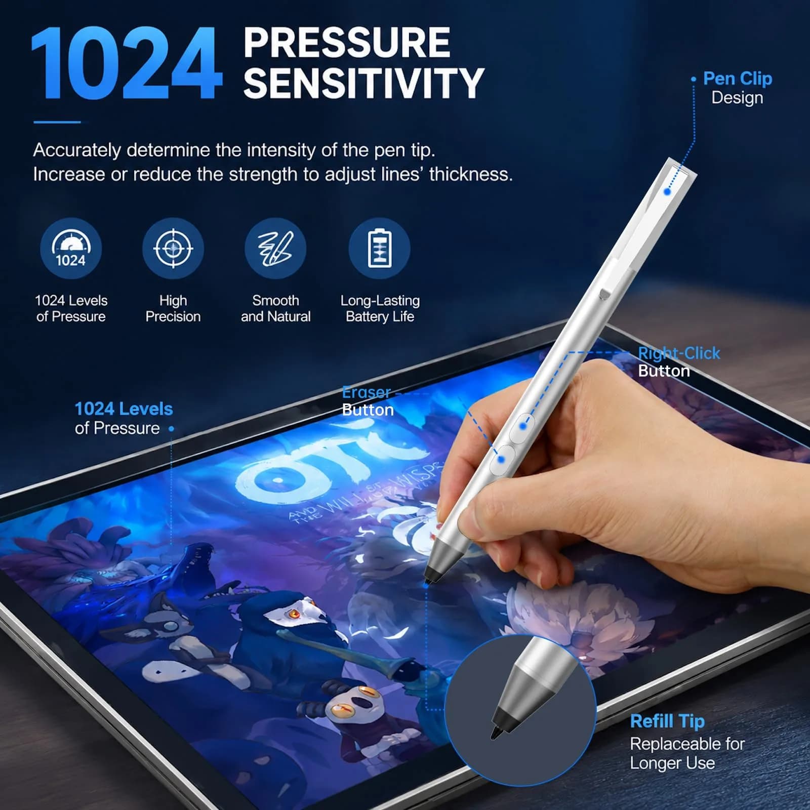 ANYQOO Active Stylus Pen for HP Laptops | 1024 Pressure Levels, 300-Day Battery, MPP 1.51 - view 4