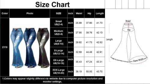LaiyiVic Bell Bottom Jeans for Women Ripped High Waisted Flared Pants | Wide Leg Denim with Raw Hem thumbnail 3