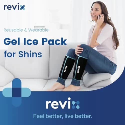 REVIX Calf and Shin Ice Pack Wraps 2 Pack | Reusable Leg Cold Packs for Shin Relief thumbnail 2