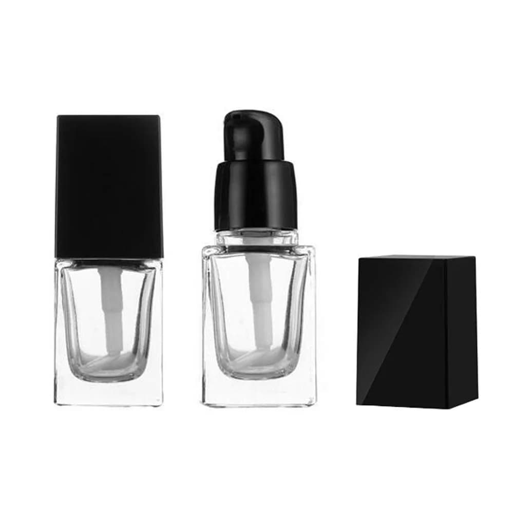 Happyupcity 15ml/0.5oz Glass Bottle with Pump | Leak-Resistant Travel Container — Transparent