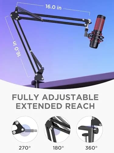 InnoGear Microphone Arm Stand for Podcast & Singing | Adjustable Steel Boom, Black thumbnail 4
