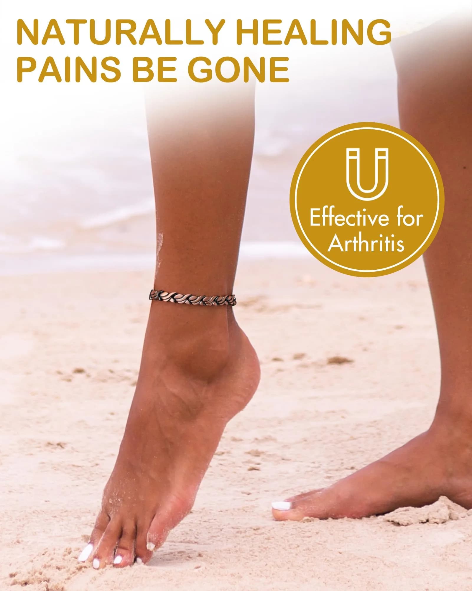 Feraco Pure Copper Magnetic Anklet for Women, 25cm (9.84 inch) | Hypoallergenic Fishtail Design - view 6