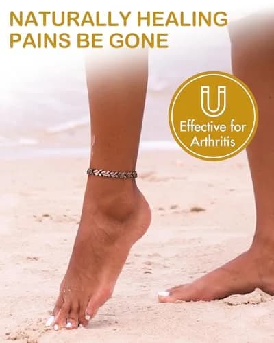Feraco Pure Copper Magnetic Anklet for Women, 25cm (9.84 inch) | Hypoallergenic Fishtail Design thumbnail 6