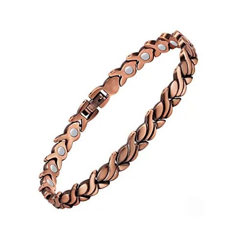 Feraco Pure Copper Magnetic Anklet for Women, 25cm (9.84 inch) | Hypoallergenic Fishtail Design thumbnail 1