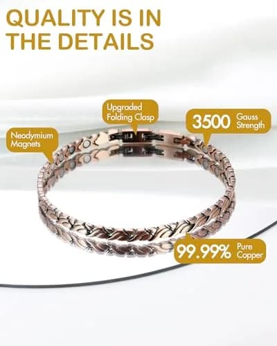 Feraco Pure Copper Magnetic Anklet for Women, 25cm (9.84 inch) | Hypoallergenic Fishtail Design thumbnail 8