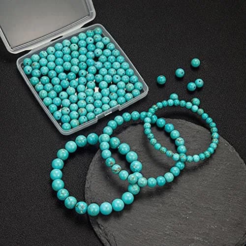 TOSCALINA Natural Stone Beads 8mm Turquoise Round Gemstone Loose Beads with Elastic Bracelet String for Bracelets Necklace Jewelry Making thumbnail 6