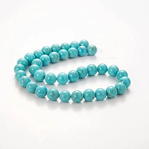 TOSCALINA Natural Stone Beads 8mm Turquoise Round Gemstone Loose Beads with Elastic Bracelet String for Bracelets Necklace Jewelry Making thumbnail 2