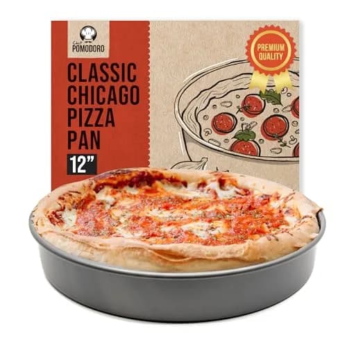 Chef Pomodoro Chicago Deep Dish Pizza Pan, 12 Inch Hard Anodized Aluminum | Authentic Chicago Style Deep Dish thumbnail 1
