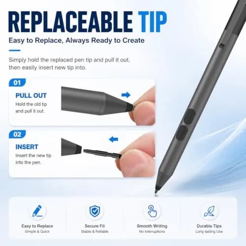 ANYQOO Active Stylus Pen for HP Omnibook Envy x360 Spectre Pavilion 1024 Pressure Levels | 300-Day Battery Life thumbnail 7