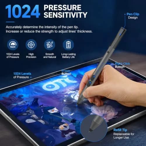 ANYQOO Active Stylus Pen for HP Omnibook Envy x360 Spectre Pavilion 1024 Pressure Levels | 300-Day Battery Life thumbnail 4