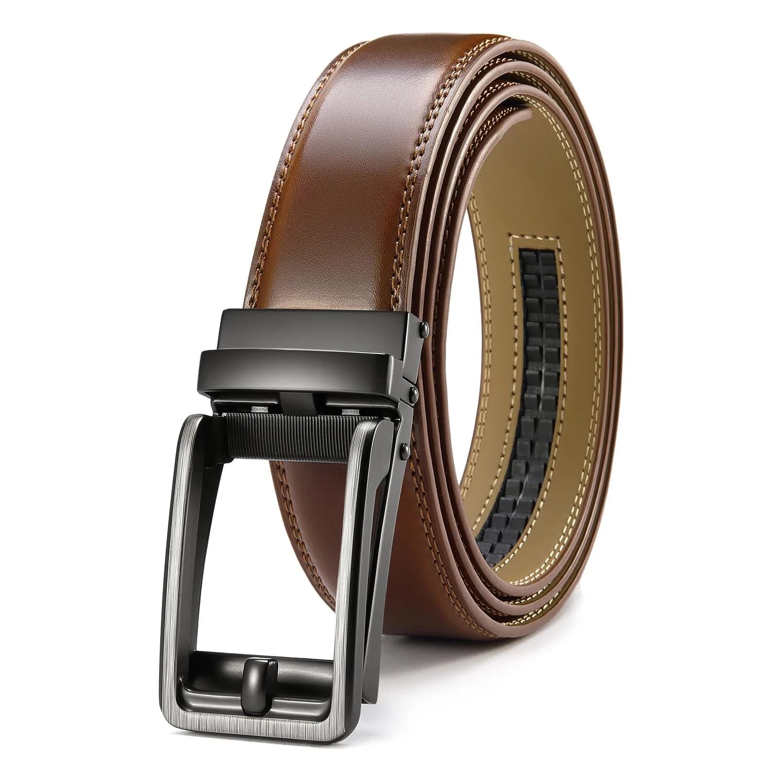CHAOREN Click Belt Men - 1 3/8" Genuine Leather Ratchet Belt for Dress Casual, 35cm (32"-38" Waist Adjustable) - main product image