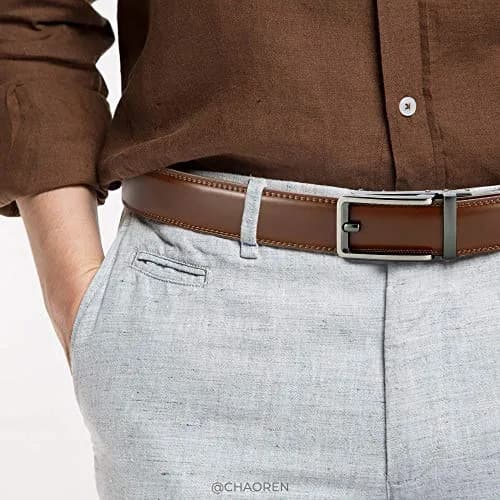CHAOREN Click Belt Men - 1 3/8" Genuine Leather Ratchet Belt for Dress Casual, 35cm (32"-38" Waist Adjustable) thumbnail 2