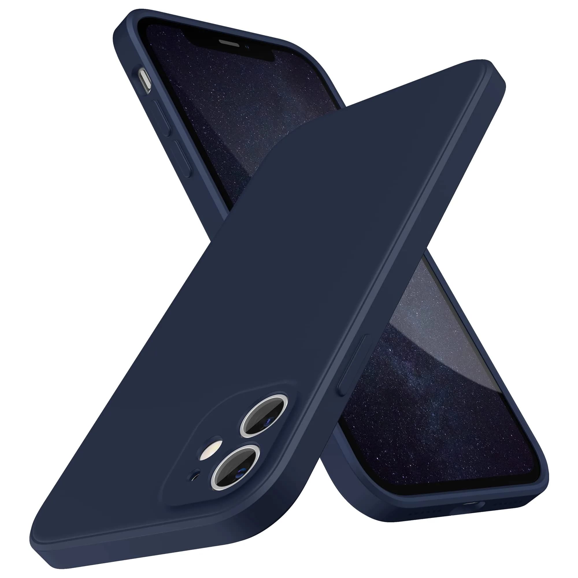 SURPHY Liquid Silicone Case for iPhone 11 6.1 inches, Hibiscus | Camera Protection, Straight Edge Slim Design — Midnight Blue