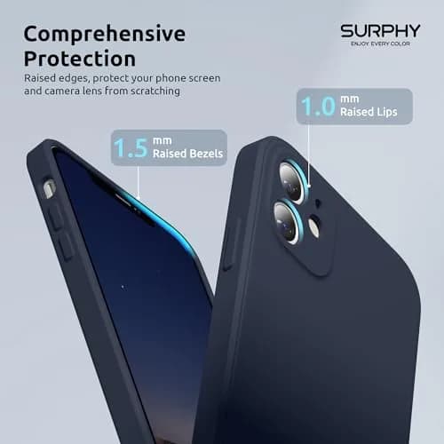 SURPHY Liquid Silicone Case for iPhone 11 6.1 inches, Midnight Blue | Straight Edge Design with Camera Protection thumbnail 4