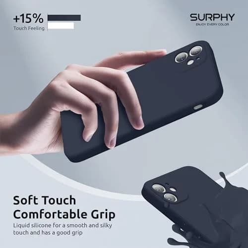 SURPHY Liquid Silicone Case for iPhone 11 6.1 inches, Midnight Blue | Straight Edge Design with Camera Protection thumbnail 5