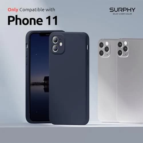 SURPHY Liquid Silicone Case for iPhone 11 6.1 inches, Midnight Blue | Straight Edge Design with Camera Protection thumbnail 2