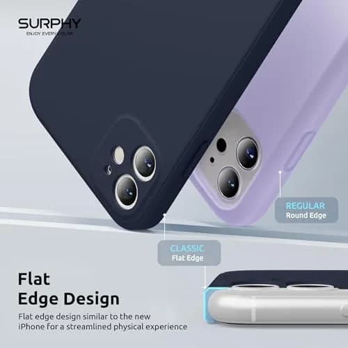 SURPHY Liquid Silicone Case for iPhone 11 6.1 inches, Midnight Blue | Straight Edge Design with Camera Protection thumbnail 3