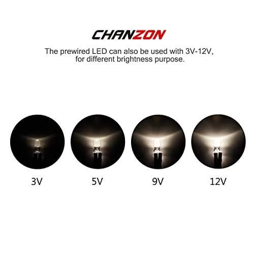 CHANZON 20 pcs Pre-Wired 5mm Warm White LED Diode Lights (DC 12V) | Ultrabright 14000-16000 mcd thumbnail 4