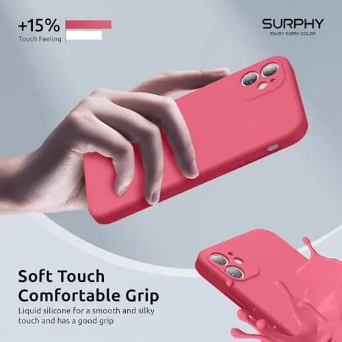 SURPHY Liquid Silicone Case for iPhone 11 6.1 inches, Hibiscus | Camera Protection, Straight Edge Slim Design thumbnail 5