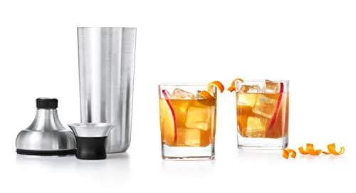 OXO SteeL Cocktail Shaker 24 oz & SteeL Cocktail Strainer | Leak-Proof Stainless Steel Barware thumbnail 3
