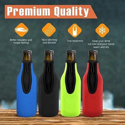 TOPOKO Beer Bottle Insulator Sleeve Set 12 oz | Vibrant Neoprene Bottle Jackets (set of 6) thumbnail 2