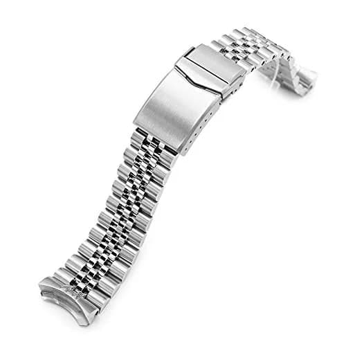 MiLTAT 22mm Brushed Stainless Steel Watch Band compatible with Seiko 5 SRPD Series | Curved End, V-Clasp, 83g thumbnail 1