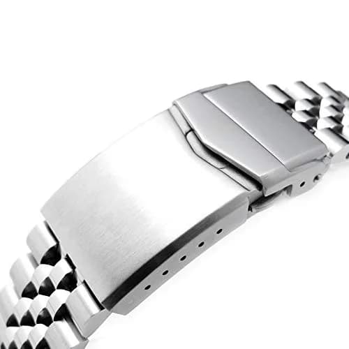 MiLTAT 22mm Brushed Stainless Steel Watch Band compatible with Seiko 5 SRPD Series | Curved End, V-Clasp, 83g thumbnail 2