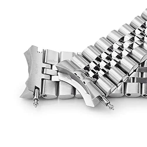MiLTAT 22mm Brushed Stainless Steel Watch Band compatible with Seiko 5 SRPD Series | Curved End, V-Clasp, 83g thumbnail 3