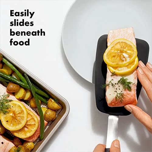 OXO Good Grips Large Silicone Flexible Turner & Nylon Turner, Black | Heat-Resistant & Non-Stick Safe thumbnail 4