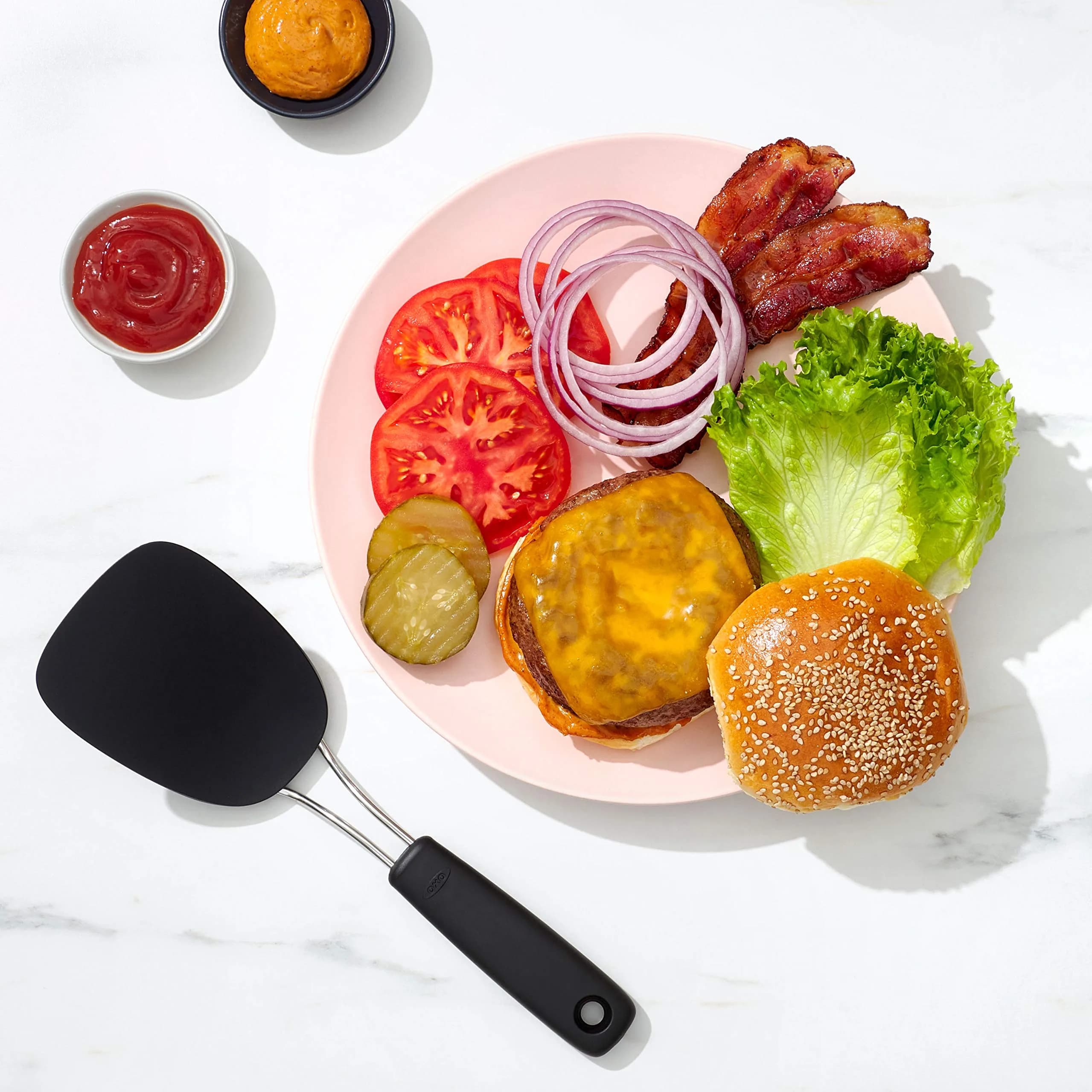 OXO Good Grips Large Silicone Flexible Turner & Nylon Turner, Black | Heat-Resistant & Non-Stick Safe - view 7