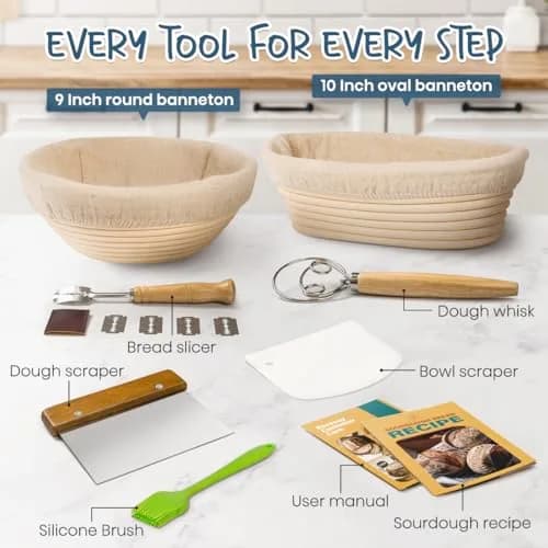 Rorecay Sourdough Starter Kit with Banneton Bread Proofing Baskets | Artisan Bread Tools for Beginners thumbnail 6