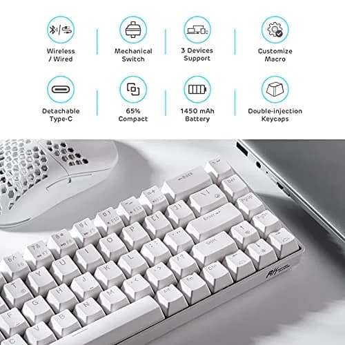 RK ROYAL KLUDGE RK68 Wireless Mechanical Keyboard 65% Compact BT5.0 Brown Switch | Gaming & Productivity thumbnail 2