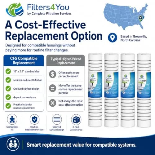 CFS Grooved Sediment Water Filters 5 Micron | Compatible Replacement for AP110 & AO-WH-PREV-R2 thumbnail 4