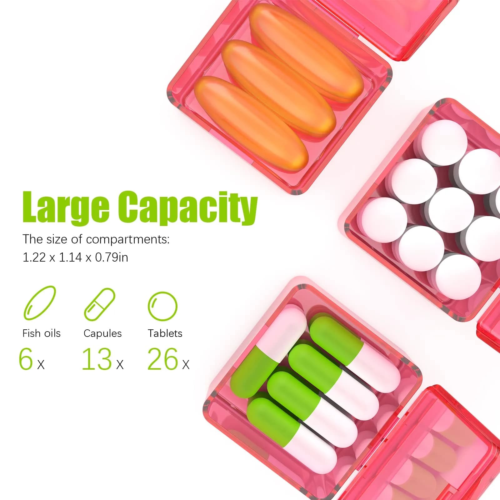 DOHIMGIO 30-Day Pill Organizer Box with 30 Removable Daily Cases | Easy Open, Large Compartments, Portable for Travel - view 3