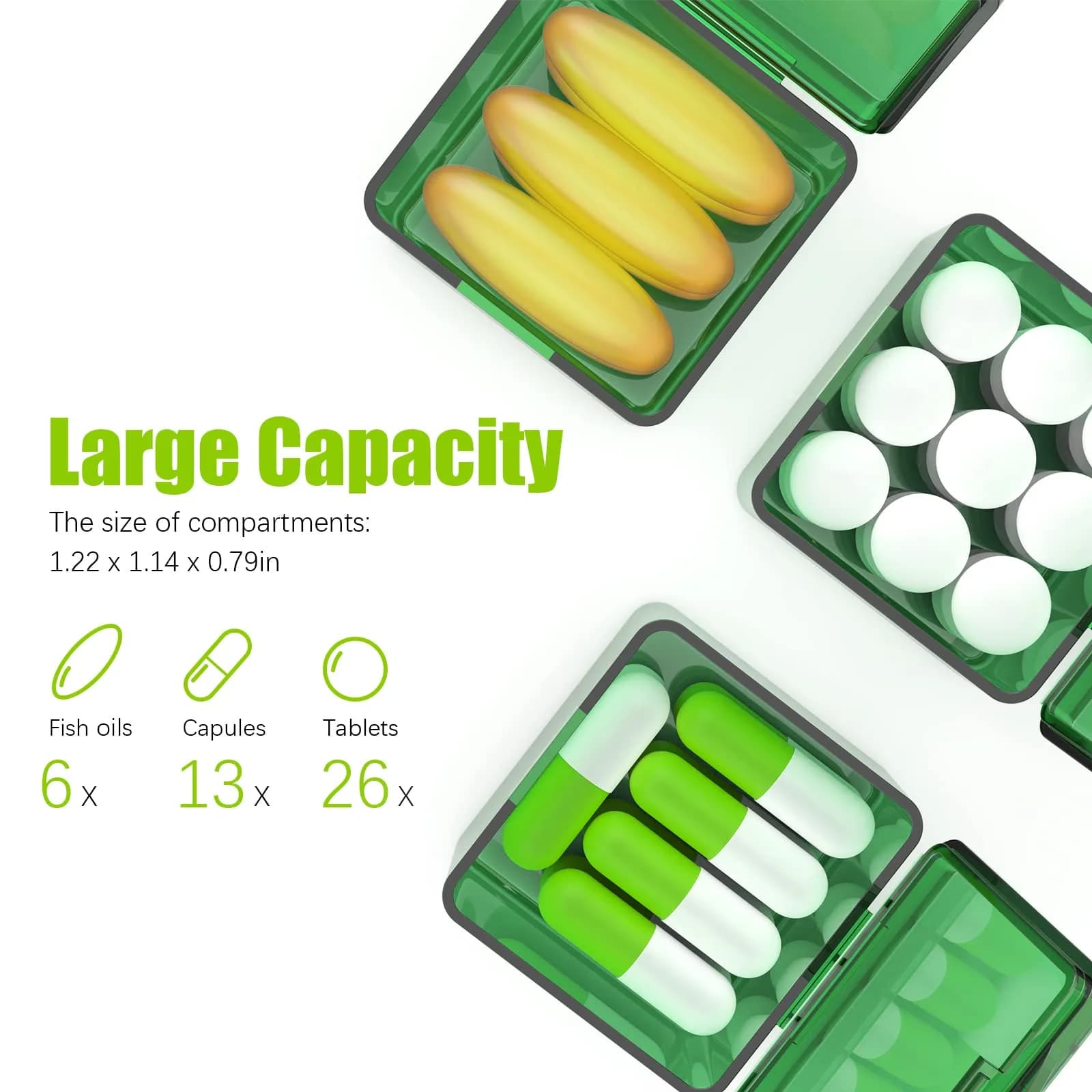 DOHIMGIO 30-Day Pill Organizer Monthly Pill Case with 30 Removable Daily Boxes | Easy Open, Large Compartments, Portable for Travel - view 3