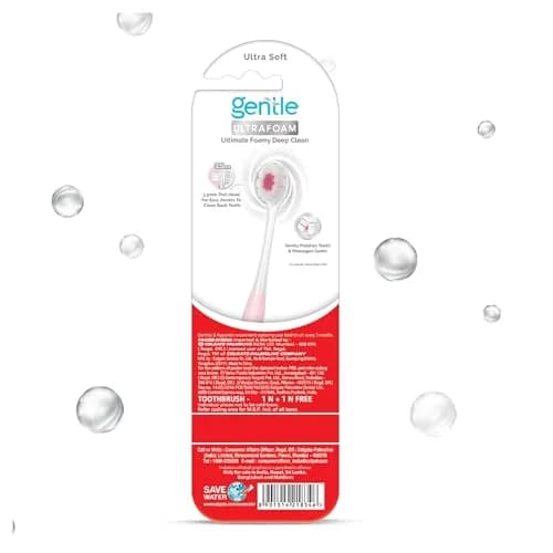 Colgate Gentle UltraFoam Ultra Soft Bristles Manual Toothbrush 2 Count (Pack of 1) | Dentist-Designed for Gentle Clean thumbnail 9