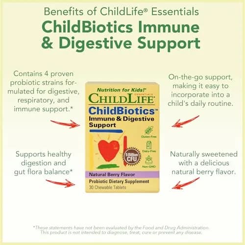ChildLife Essentials Childbiotics Immune & Digestive Support, 30 Tablets | Clinically Proven Probiotics for Kids thumbnail 5