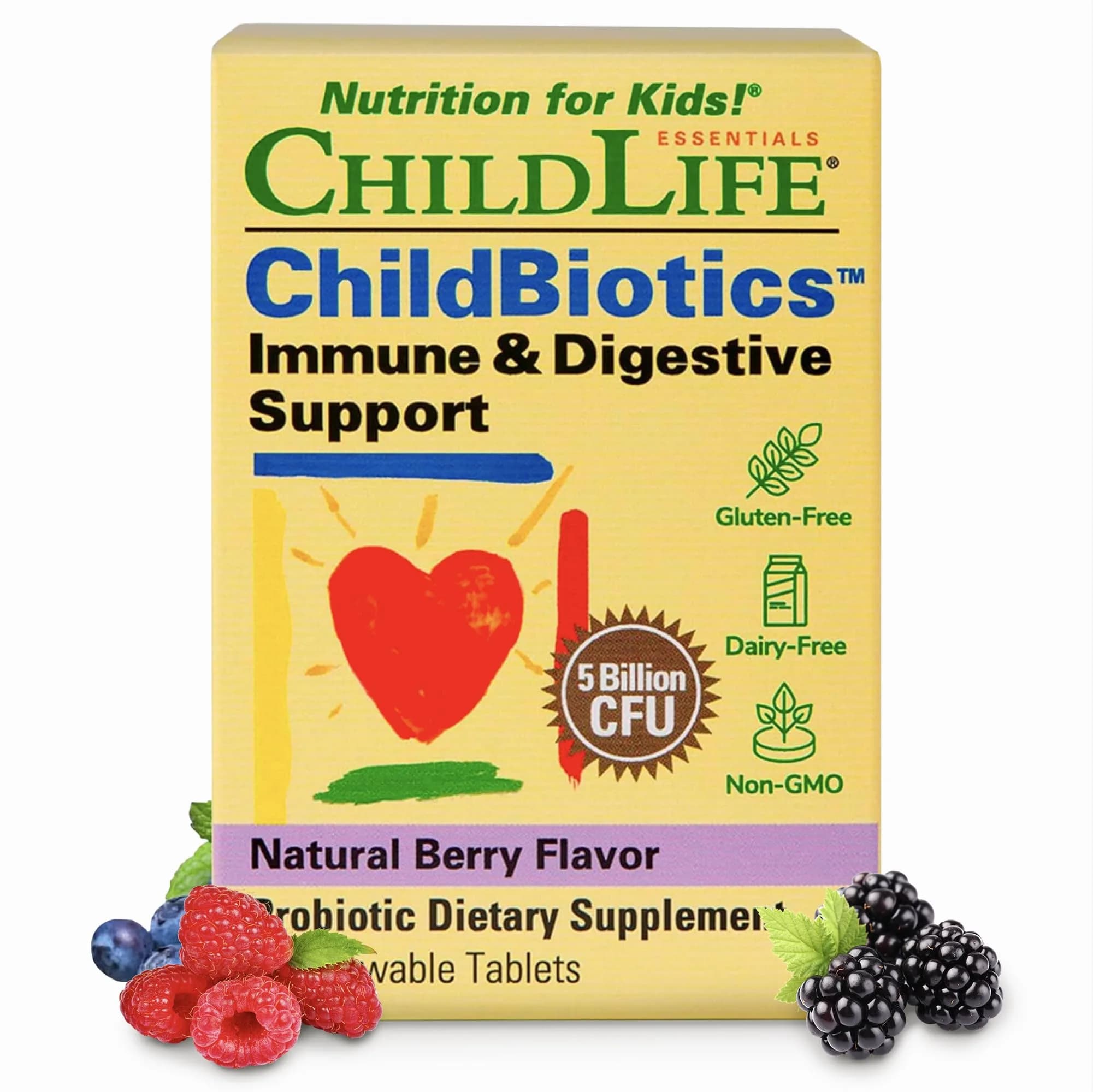 ChildLife Essentials Childbiotics Immune & Digestive Support, 30 Tablets | Clinically Proven Probiotics for Kids - main product image