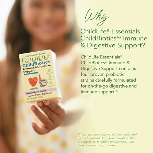 ChildLife Essentials Childbiotics Immune & Digestive Support, 30 Tablets | Clinically Proven Probiotics for Kids thumbnail 3