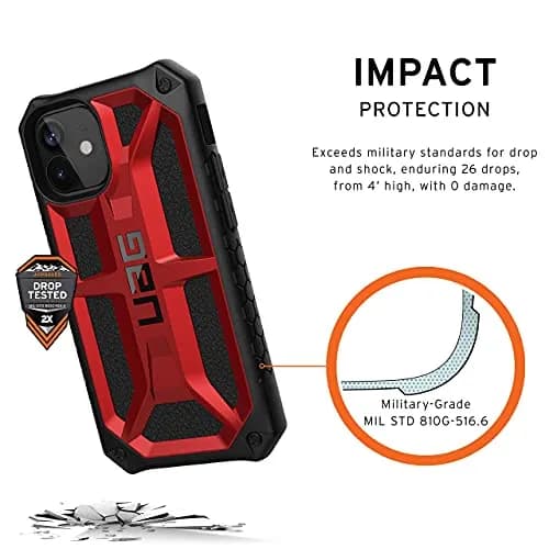 URBAN ARMOR GEAR UAG Monarch Case for iPhone 12 Mini (5.4-inch) | Crimson, 5-Layer Military Drop Protection thumbnail 4