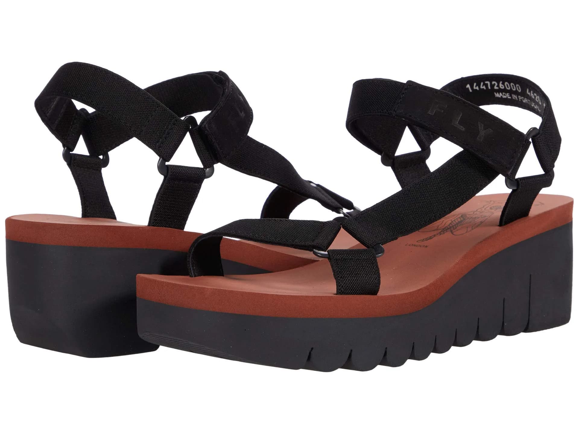 Fly London Yefa726flySandal Black Brick 6/6.5 | Velcro Sporty Wedge Sandal with Comfort
